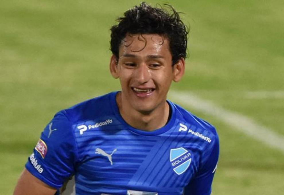 Víctor Ábrego con la camiseta de Bolívar, uno de sus últimos clubes en el país.