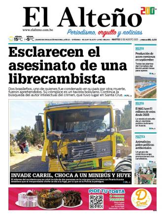 Portada del día de El Alteño 