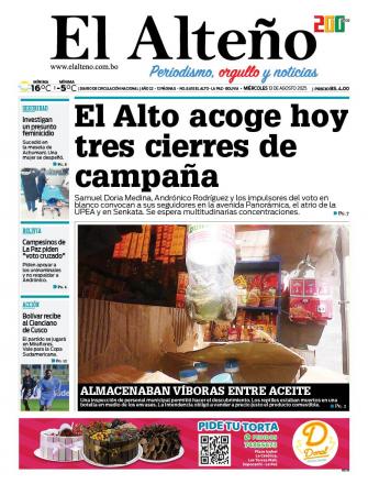 Portada del día de El Alteño 
