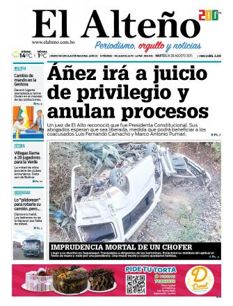 Portada del día de El Alteño 