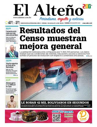 Portada del día de El Alteño 