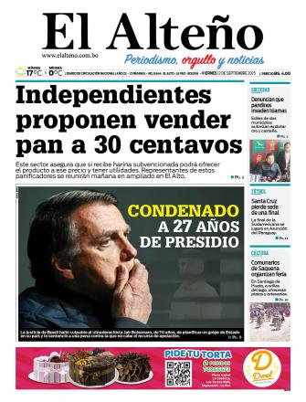 Portada del día de El Alteño 