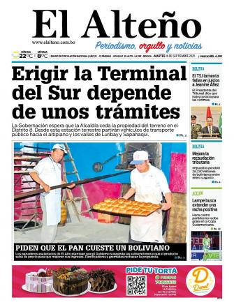 Portada del día de El Alteño 
