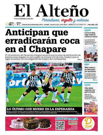 Portada del día de El Alteño 