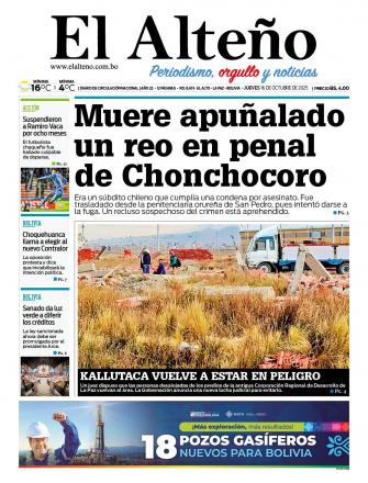 Portada del día de El Alteño 