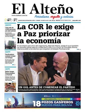 Portada del día de El Alteño 
