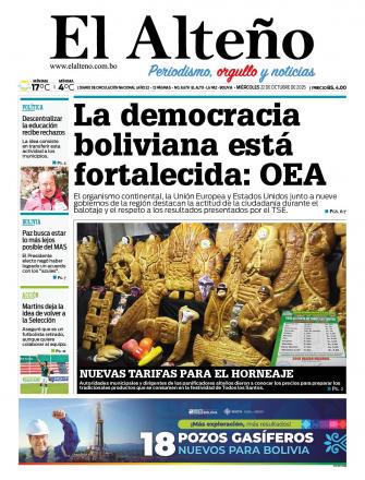 Portada del día de El Alteño 