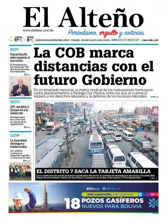 Portada del día de El Alteño 