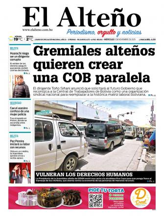 Portada del día de El Alteño 