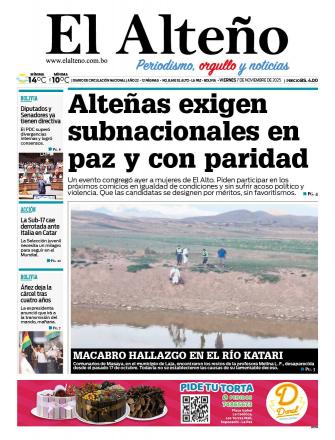 Portada del día de El Alteño 
