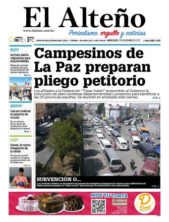 Portada del día de El Alteño 
