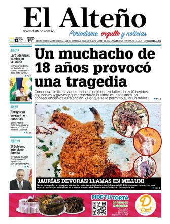 Portada del día de El Alteño 