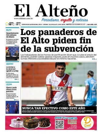 Portada del día de El Alteño 
