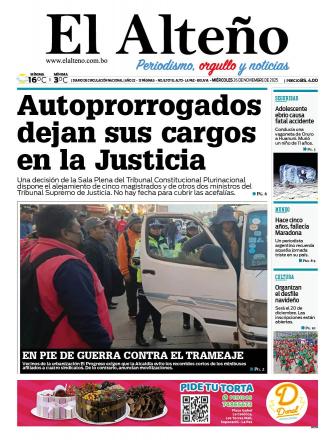 Portada del día de El Alteño 