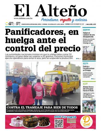 Portada del día de El Alteño 