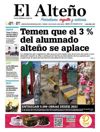 Portada del día de El Alteño 