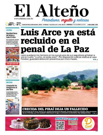 Portada del día de El Alteño 
