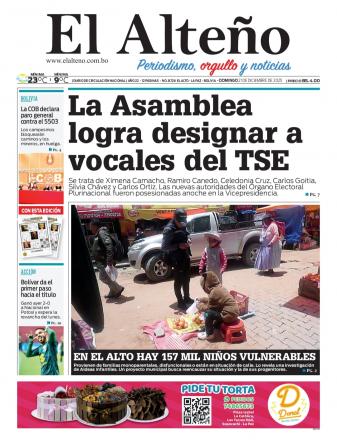 Portada del día de El Alteño 