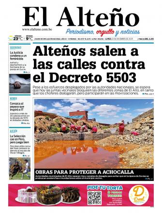 Portada del día de El Alteño 