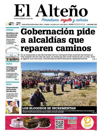 Portada del día de El Alteño 
