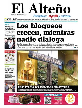 Portada del día de El Alteño 