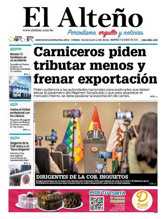 Portada del día de El Alteño 