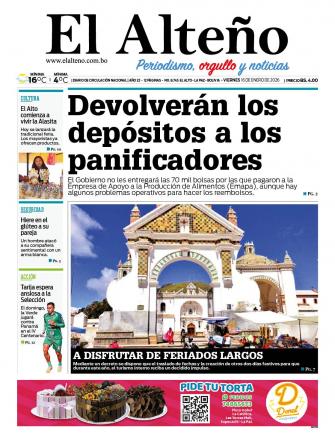 Portada del día de El Alteño 