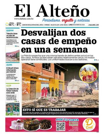Portada del día de El Alteño 