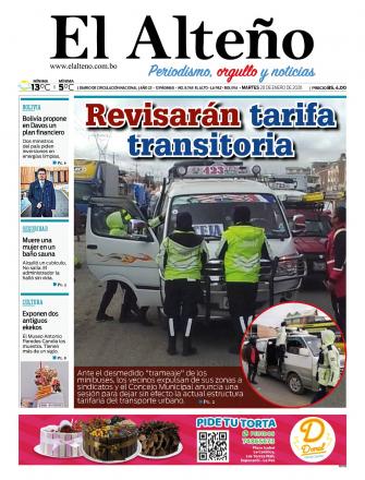 Portada del día de El Alteño 