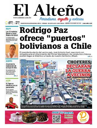 Portada del día de El Alteño 