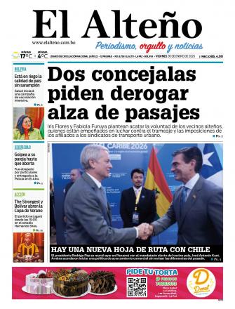 Portada del día de El Alteño 