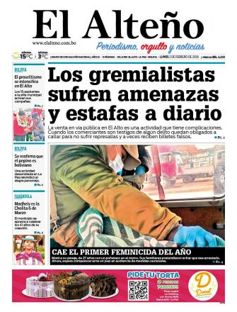 Portada del día de El Alteño 