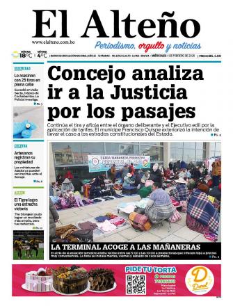 Portada del día de El Alteño 