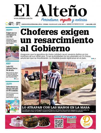 Portada del día de El Alteño 