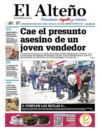 Portada del día de El Alteño 