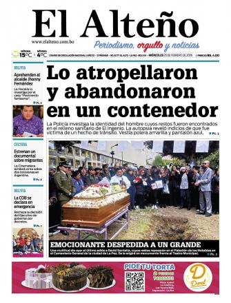 Portada del día de El Alteño 