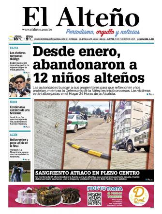 Portada del día de El Alteño 