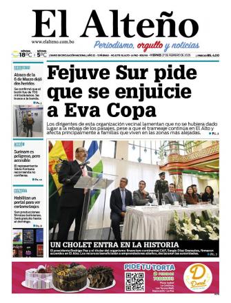 Portada del día de El Alteño 