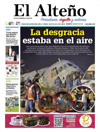 Portada del día de El Alteño 