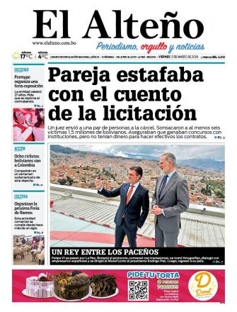 Portada del día de El Alteño 