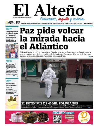 Portada del día de El Alteño 
