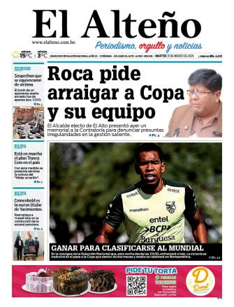 Portada del día de El Alteño 
