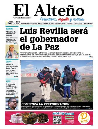 Portada del día de El Alteño 