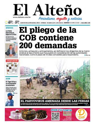 Portada del día de El Alteño 