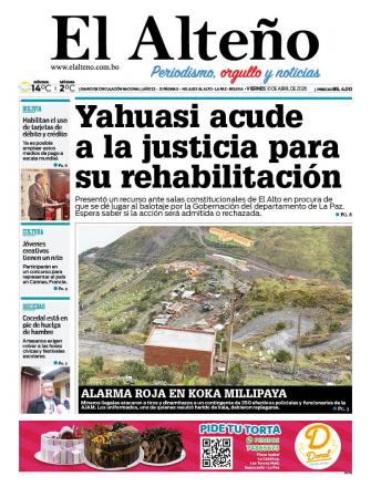 Portada del día de El Alteño 