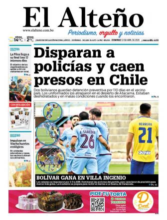 Portada del día de El Alteño 