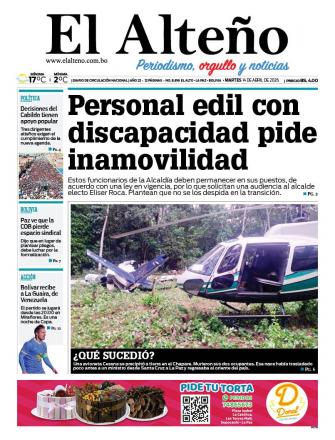 Portada del día de El Alteño 