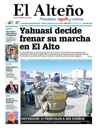 Portada del día de El Alteño 