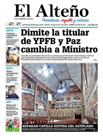 Portada del día de El Alteño 