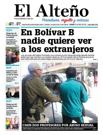 Portada del día de El Alteño 